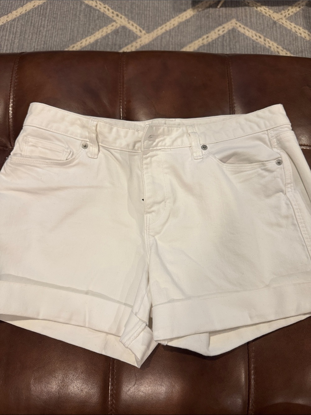 LOFT White Denim Roll-Cuff Jean Shorts